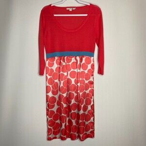 Boden Cosmopolitan Poppy Falling Spots Dress Wool Silk Blend Long Sleeve Size 10